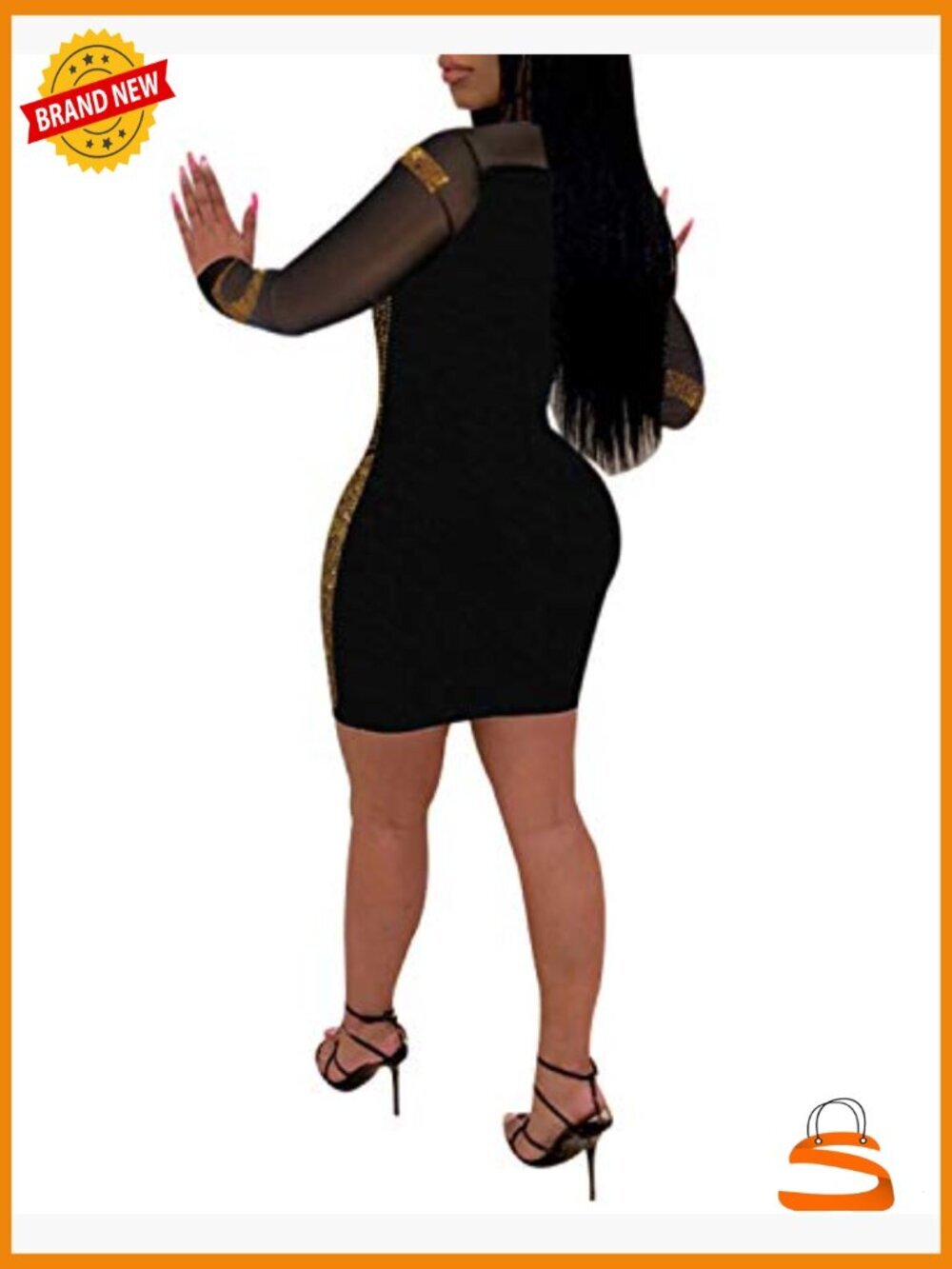 Sexy Rhinestone Mesh Bodycon Mini Dress for Party Night Out - Picture 2 of 6
